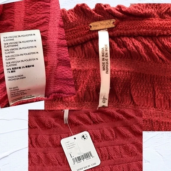 FREE PEOPLE Jasmine One Shoulder One Sleeved Asymmetrical Cotton Top/LG NWT - Picture 10 of 13